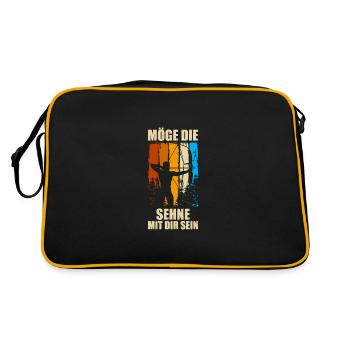Möge die Sehne Bogen Bogenschießen Bogenschütze - Retro Tasche - Schwarz/Gold - Hinten
