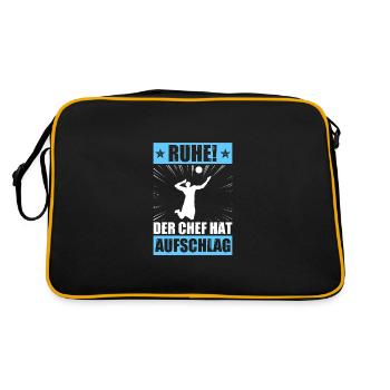 Der Chef hat Aufschlag Faustball Faustballer - Retro Tasche - Schwarz/Gold - Hinten