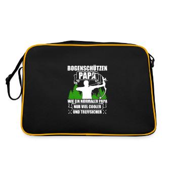 Papa Pfeil und Bogen Bogenschießen Bogenschütze - Retro Tasche - Schwarz/Gold - Hinten