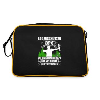 Grandpa, Bow and Arrow, Archery, Archer - Retro Bag - black/gold - Back