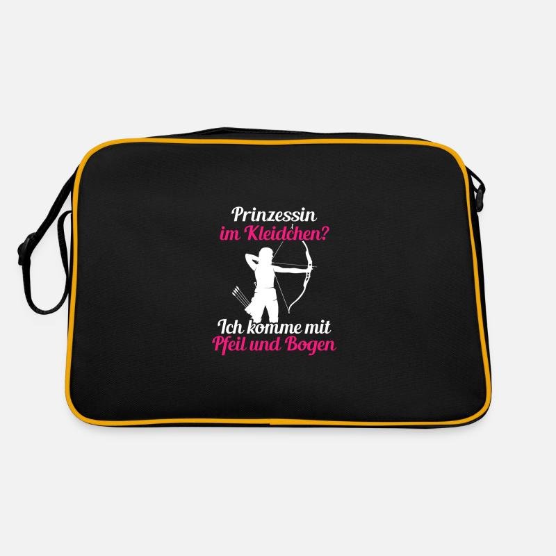 Prinzessin Pfeil Bogen Bogenschießen Bogenschütze - Retro Tasche - Schwarz/Gold