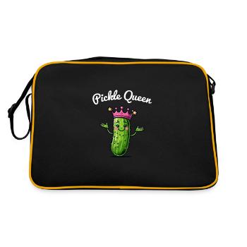 Lustige Gurke Pickle Queen Gurkenliebhaber - Retro Tasche - Schwarz/Gold - Hinten