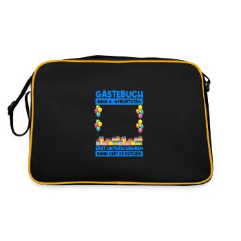 6th Birthday Guestbook Birthday Gift - Retro Bag - black/gold - Back