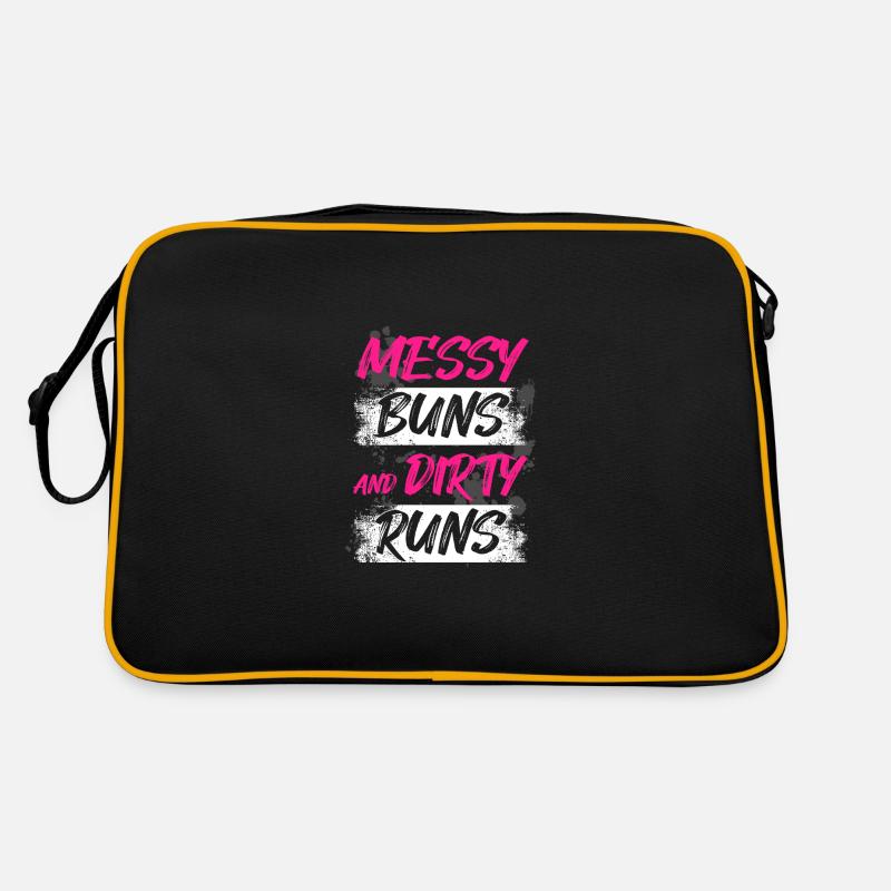 Messy buns Schlammlauf Mud Run Muddy Race - Retro Tasche - Schwarz/Gold