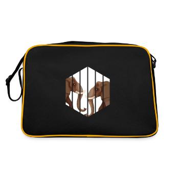 Elefant Dickhäuter Afrika Safari - Retro Tasche - Schwarz/Gold - Hinten