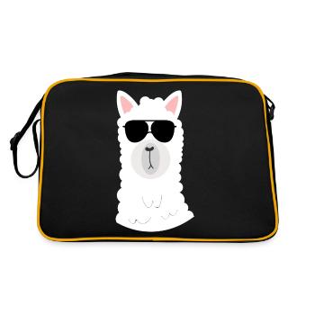 cool llama with sunglasses - llama - Retro Bag - black/gold - Back
