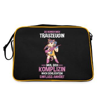 Trauzeugin - Retro Tasche - Schwarz/Gold - Hinten