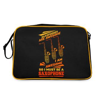 Saxophones Are Awesome I Am Awesome So I Must Be A - Retro Bag - black/gold - Back