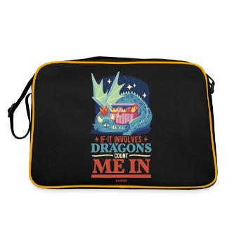 If It Involves Dragons Count Me In - Retro Tasche - Schwarz/Gold - Hinten