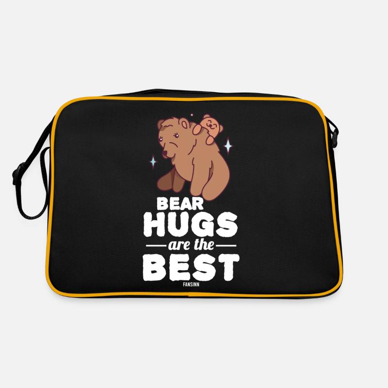 Bär Waldbewohner Braunbär Schwarzbär - Retro Tasche - Schwarz/Gold