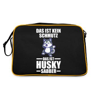 Hund Husky - Retro Tasche - Schwarz/Gold - Hinten