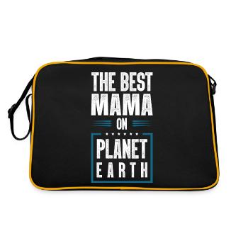 Beste Mama Spruch Mutter Mom - Retro Tasche - Schwarz/Gold - Hinten