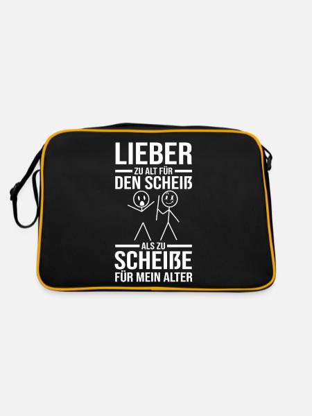 Zu Alt Für Den Scheiß - Retro Tasche - Schwarz/Gold - Hinten