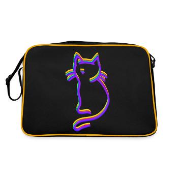 LGBT Regenbogen Katze - Retro Tasche - Schwarz/Gold - Hinten