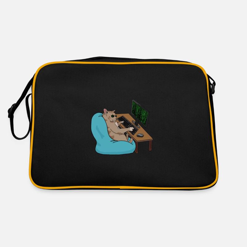Cat Hacker with Sunglasses Retro Bag