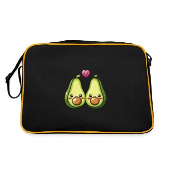 Avokado Paar Liebe Herz Comic - Retro Tasche - Schwarz/Gold - Hinten