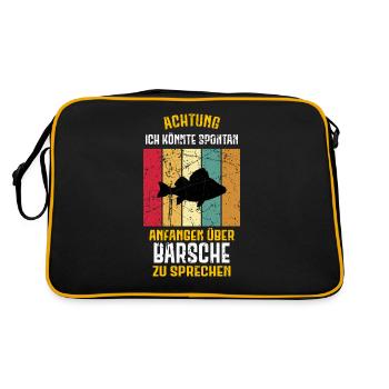 Barsch Angeln Fisch Angler Barsch angeln - Retro Tasche - Schwarz/Gold - Hinten