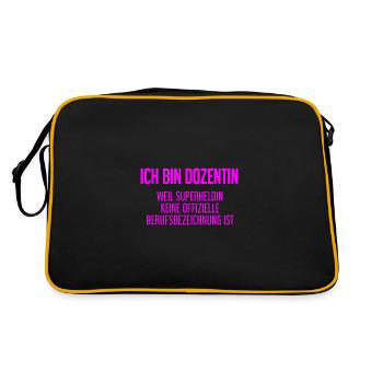 Dozentin - Mein offizieller Superhelden-Beruf! - Retro Tasche - Schwarz/Gold - Hinten