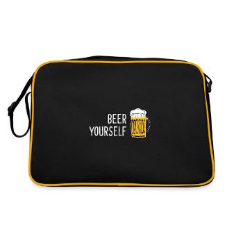 Beer Yourself Beer Lovers Sayings Minimalist - Retro Bag - black/gold - Back
