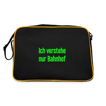Ich verstehe nur Bahnhof - Retro Tasche - Schwarz/Gold - Hinten