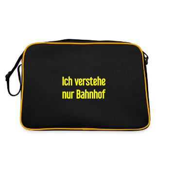 Ich verstehe nur Bahnhof - Retro Tasche - Schwarz/Gold - Hinten