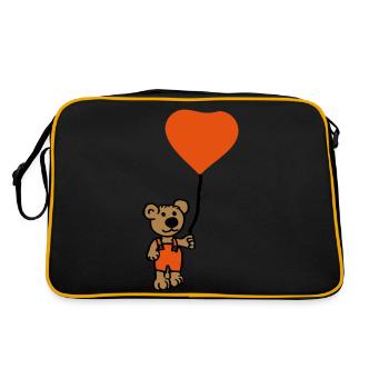 Bär mit Ballon - Retro Tasche - Schwarz/Gold - Hinten