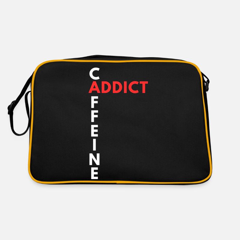 Koffeinsüchtig - Retro Tasche - Schwarz/Gold