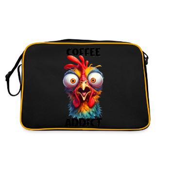 Poulet poule Coloré Ferme Isolé Coq Café - Sac Retro - noir/or - Dos