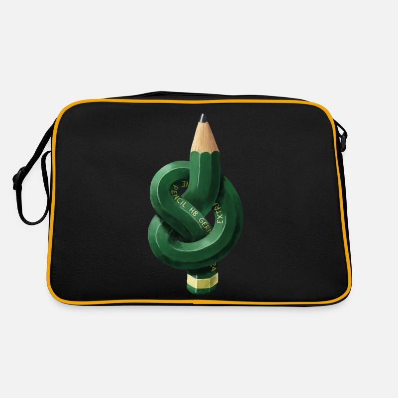 Bleistift mit Knoten - Retro Tasche - Schwarz/Gold