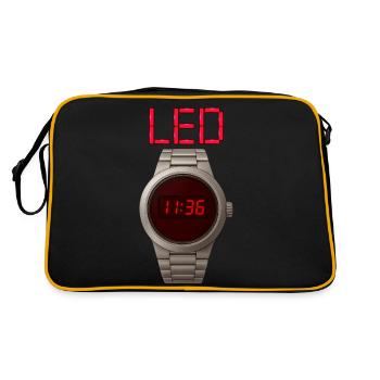 Stainless Steel LED Clock with Red Display - Retro Bag - black/gold - Back