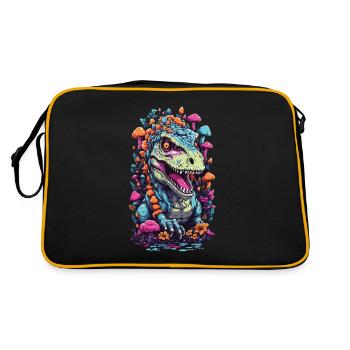 Psychedelic Dinosaur Mushroom Weirdcore Art - Retro Bag - black/gold - Back