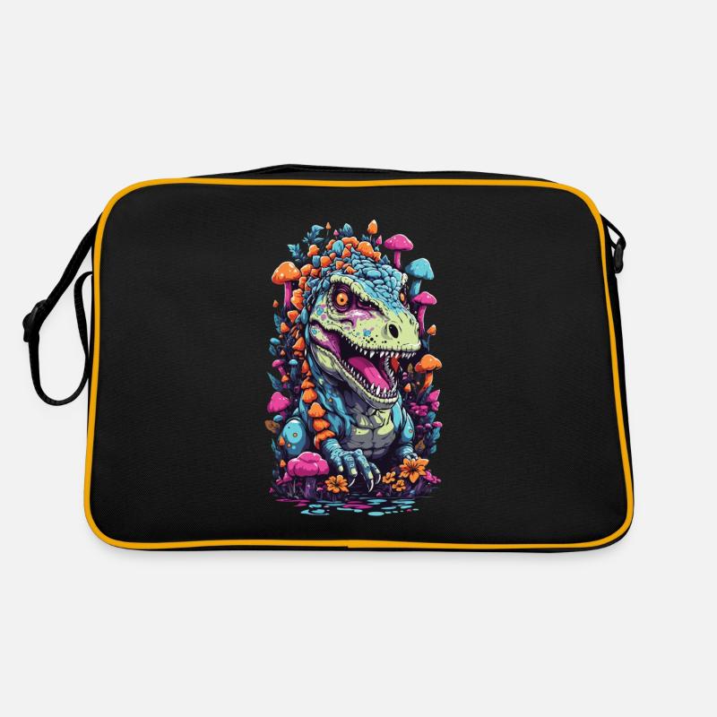 Psychedelischer Dinosaurier Pilz Weirdcore Kunst Retro Tasche