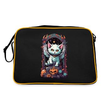 Okkulte Dämonen Katze Gothic Style - Retro Tasche - Schwarz/Gold - Hinten