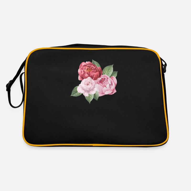 Spring_Pfingstrosen - Retro Tasche - Schwarz/Gold