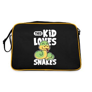 Herpetologe Schlangen Reptilien Liebhaber Schlange - Retro Tasche - Schwarz/Gold - Hinten
