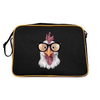 Lustige Hühner Henne Sonnenbrille - Retro Tasche - Schwarz/Gold - Hinten