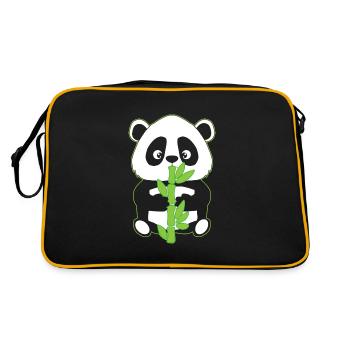 Panda with bamboo - Retro Bag - black/gold - Back