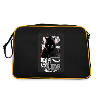 Cat Graffiti Design by ART8NS Art ON Streetwear - Retro Tasche - Schwarz/Gold - Hinten
