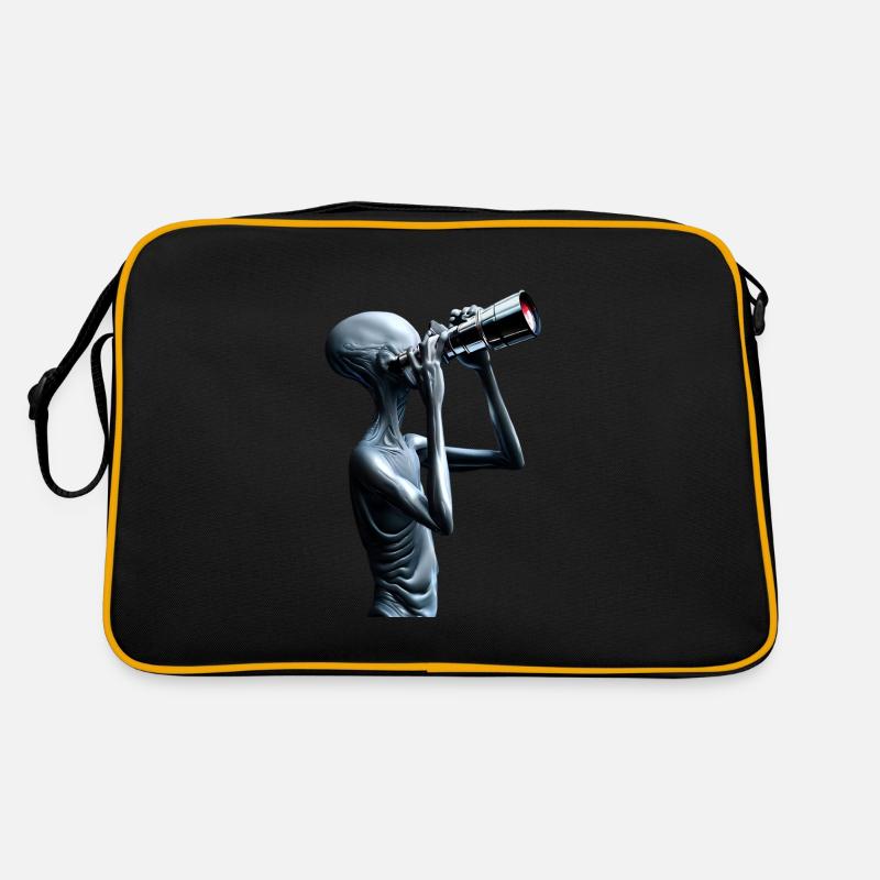 Der neugierige Alien Retro Tasche