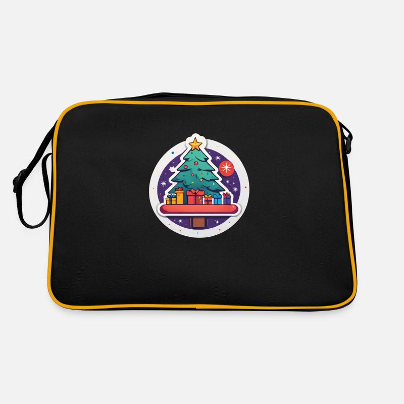 Fichte und Geschenke - Retro Tasche - Schwarz/Gold