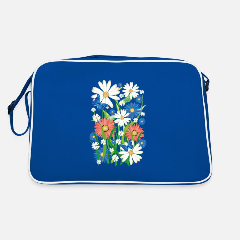 24 Blumen Schmetterlinge Sommer Wiese Retro Tasche