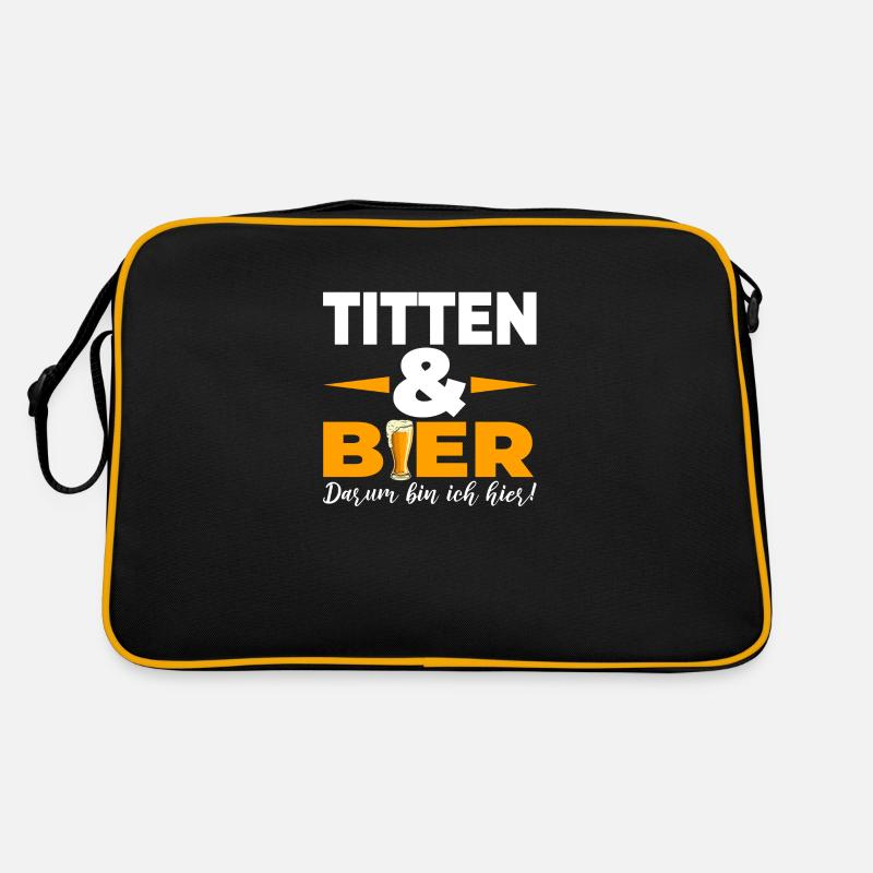 Titten & Bier Darum bin ich hier Retro Tasche