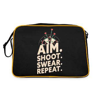 Aim Shoot Swear Repeat - Dart Player Darts - Retro Tasche - Schwarz/Gold - Hinten