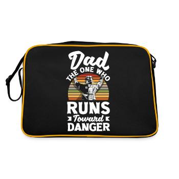Papa celui qui court vers le danger Pompiers - Sac Retro - noir/or - Dos