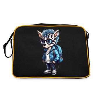Cute Zebra Cartoon - Retro Bag - black/gold - Back