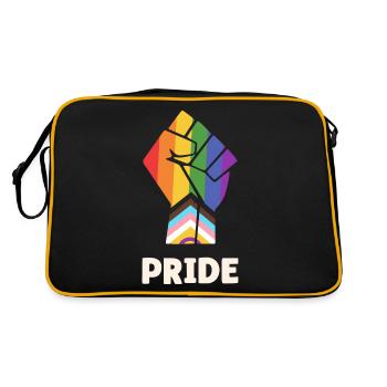 Pride Progress Stolzes Faustdesign für Equality - Retro Tasche - Schwarz/Gold - Hinten