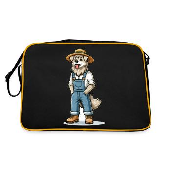 Cute Dog Farmer - Retro Tasche - Schwarz/Gold - Hinten