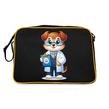 Cute Dog Scientist - Retro Tasche - Schwarz/Gold - Hinten