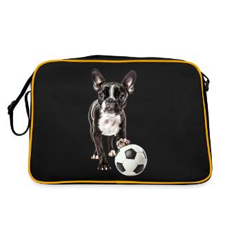 Boston Terrier - Retro Tasche - Schwarz/Gold - Hinten