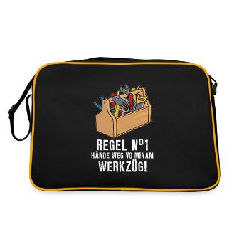 Handwerker Lustiger Spruch im Mundart Dialekt - Retro Tasche - Schwarz/Gold - Hinten